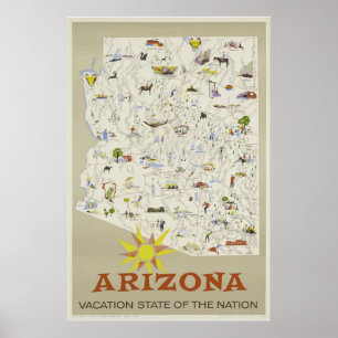 Vintager Urlaub Staat Arizona Reiseplaner Poster
