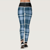 Vintager Urlaub Weihnachten Blau Kariert Leggings (Rückseite)
