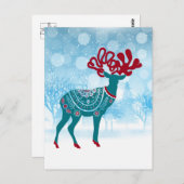 Vintager Urlaub Winter Skandinavier Elch Postkarte (Vorne/Hinten)