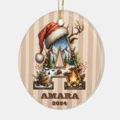 Vintager Urlaubsbrief in Beige Keramik Ornament (Links)