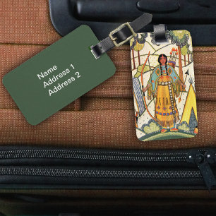 Vintager Urwald der amerikanischen Weibchen Gepäckanhänger