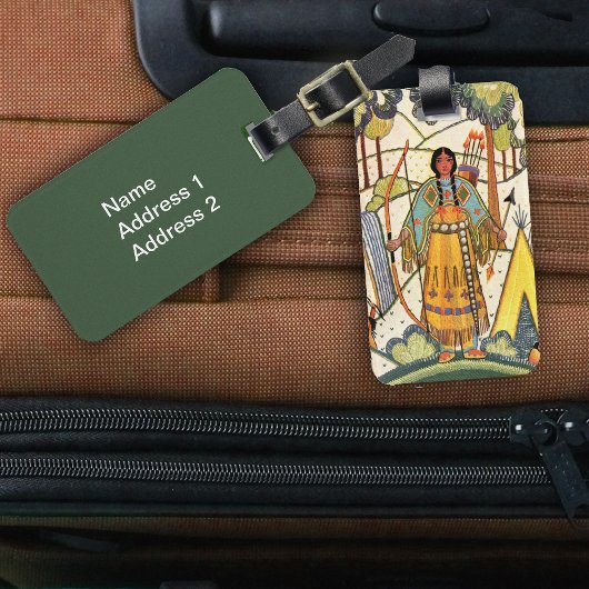 Vintager Urwald der amerikanischen Weibchen Gepäckanhänger