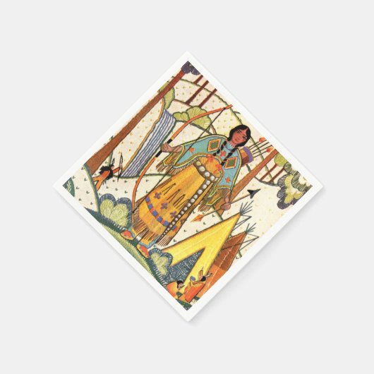 Vintager Urwald der amerikanischen Weibchen Serviette (Ecke)