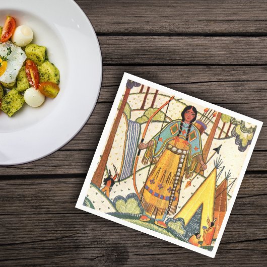 Vintager Urwald der amerikanischen Weibchen Serviette