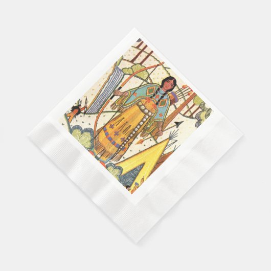 Vintager Urwald der amerikanischen Weibchen Serviette (Ecke)