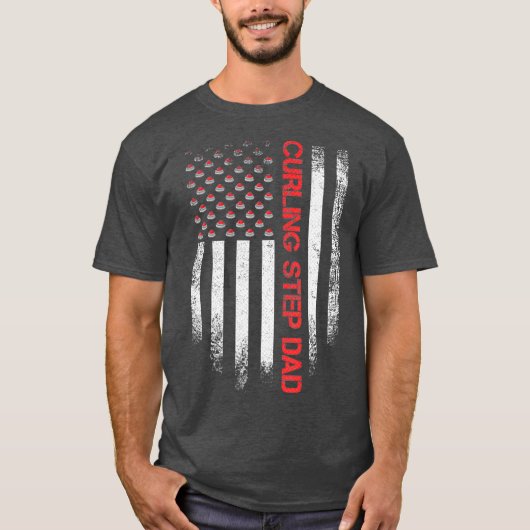 Vintager US-amerikanischer Flag-Curling-Vater T-Shirt (Vorderseite)