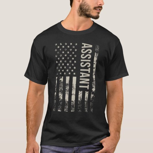 Vintager US-amerikanischer Flaggenassistent T-Shirt (Vorderseite)