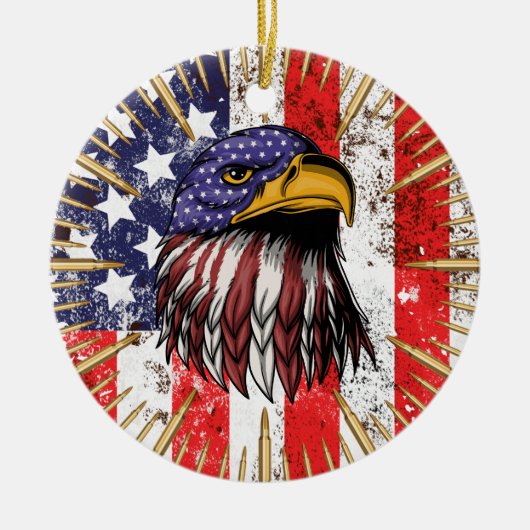 Vintager US-Flaggenamerikaner Keramik Ornament (Vorne)