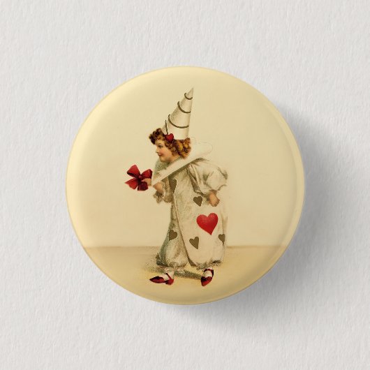Vintager Valentinclown Button (Vorderseite)