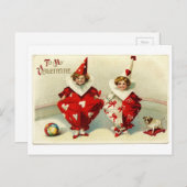 Vintager Valentinclown Feiertagspostkarte (Vorne/Hinten)