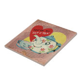 Vintager Valentincup der Tee Fliese (Seite)