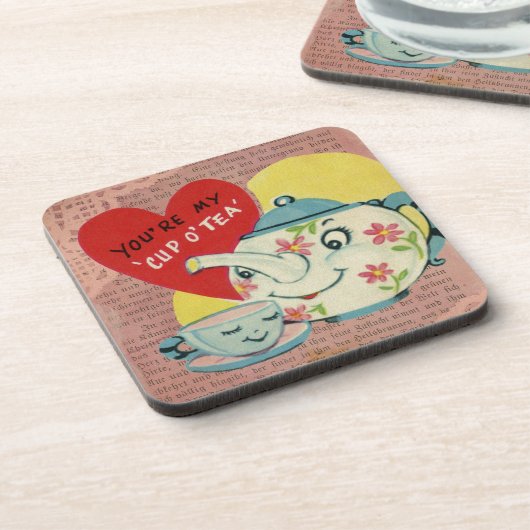 Vintager Valentincup der Tee Getränkeuntersetzer (Linke Seite)