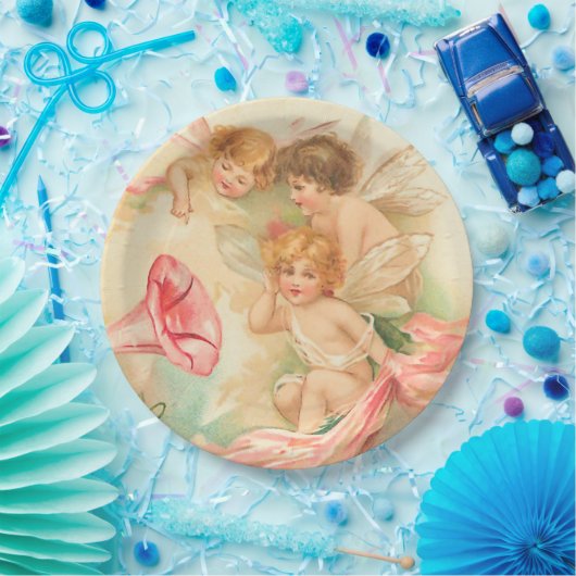 Vintager Valentincupiangel 1 Pappteller (Party)