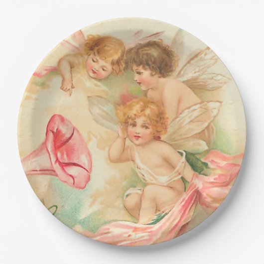 Vintager Valentincupiangel 1 Pappteller (Vorderseite)