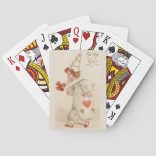 Vintager Valentine-Clown Spielkarten