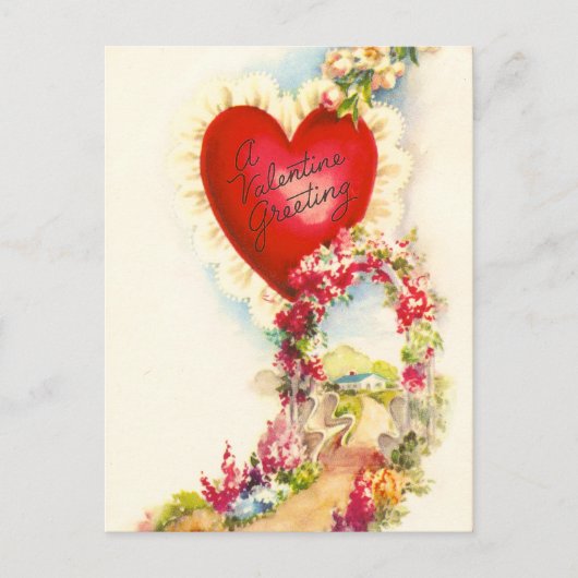Vintager Valentine-Gruß Feiertagspostkarte (Vorderseite)