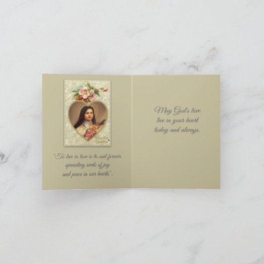 Vintager valentine-Gruß St. Therese Karte (Innenseite)