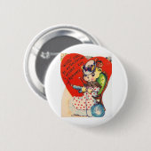 Vintager Valentine-Knitterbär Button (Vorne & Hinten)