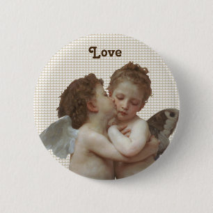 Vintager Valentine küssen zuerst Knopf Button