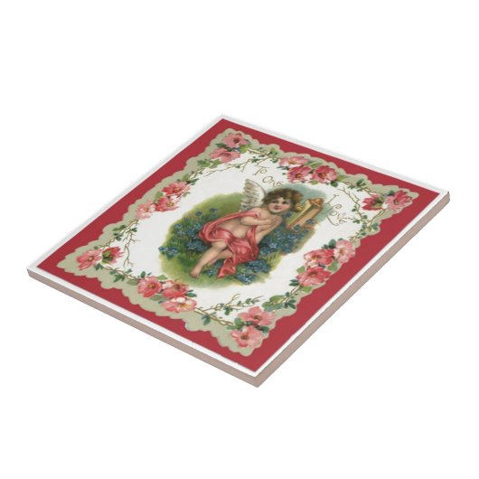 Vintager Valentine-viktorianischer Engel Fliese (Seite)
