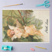 Vintager Valentinengel mit Goldener Harfe Seidenpapier (Basteln)