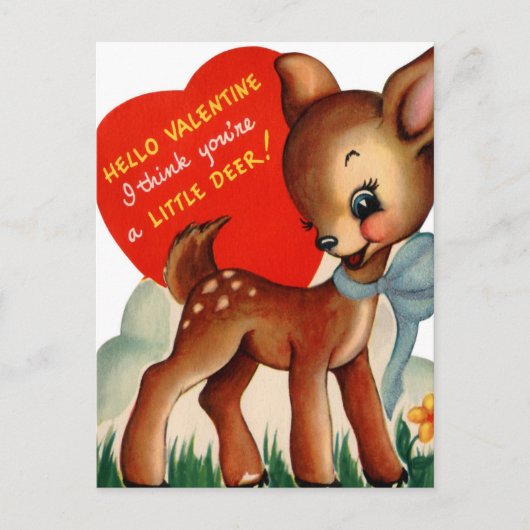 Vintager Valentinhirsch Feiertagspostkarte (Vorderseite)