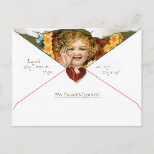 Vintager Valentinskraut mit gelben Blumen Postkarte