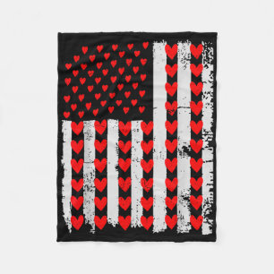 Vintager Valentinstag - Amerikanische Flagge Hörer Fleecedecke