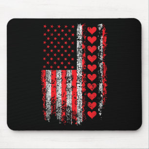 Vintager Valentinstag - Amerikanische Flagge Hörer Mousepad