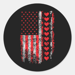Vintager Valentinstag - Amerikanische Flagge Hörer Runder Aufkleber
