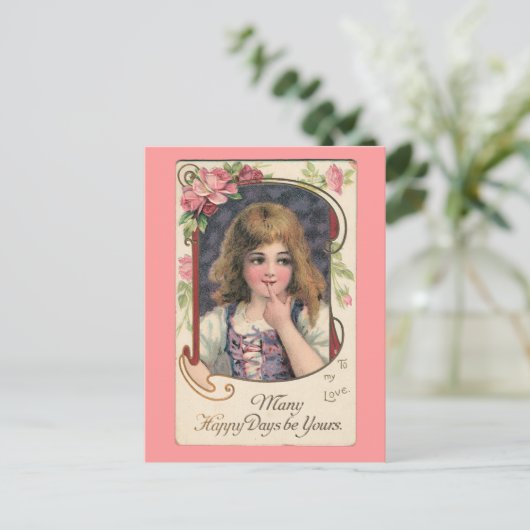 Vintager Valentinstag an meine Liebe Postkarte (Stehend Vorderseite)