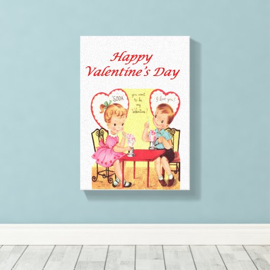 Vintager Valentinstag auf der Leinwand (Insitu (Holzboden))