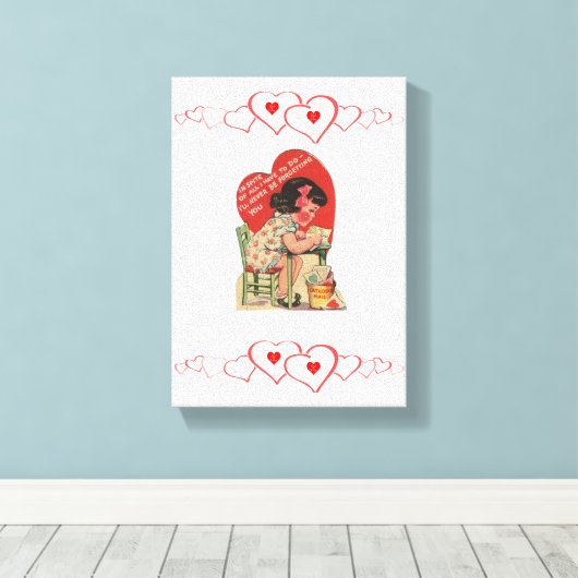 Vintager Valentinstag auf der Leinwand (Insitu (Holzboden))