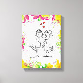 Vintager Valentinstag auf der Leinwand (Vorderseite)