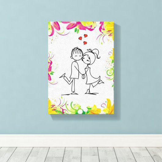 Vintager Valentinstag auf der Leinwand (Insitu (Holzboden))