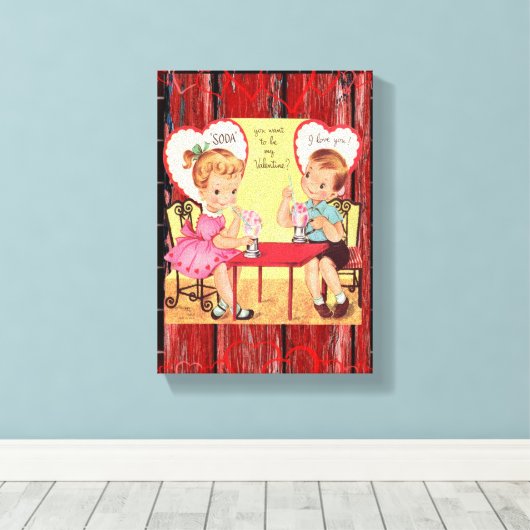 Vintager Valentinstag auf der Leinwand (Insitu (Holzboden))