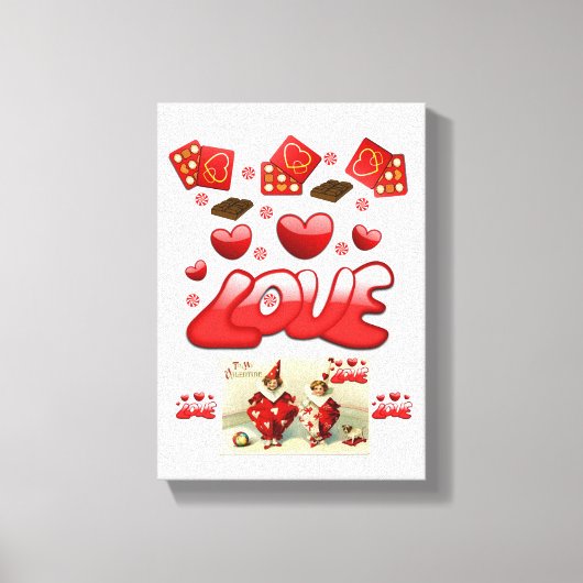Vintager Valentinstag auf der Leinwand (Vorderseite)