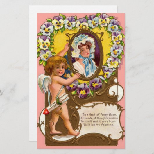 Vintager Valentinstag Briefpapier (Vorne/Hinten)