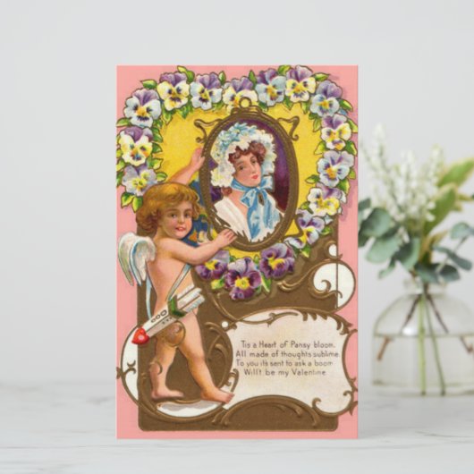 Vintager Valentinstag Briefpapier (Stehend Vorderseite)