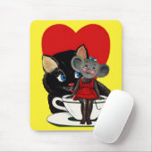 Vintager Valentinstag, Cat Mouse Tea Cup Herz Mousepad (Mit Mouse)
