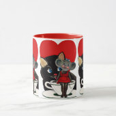 Vintager Valentinstag, Cat Mouse Tea Cup Herz Tasse (Zentrum)