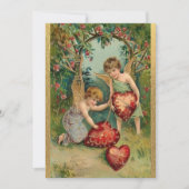 Vintager Valentinstag Cherubs Herz Gold Feiertagskarte (Vorderseite)