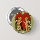 Vintager Valentinstag, Cherubs machen einen Wunsch Button (Vorne & Hinten)