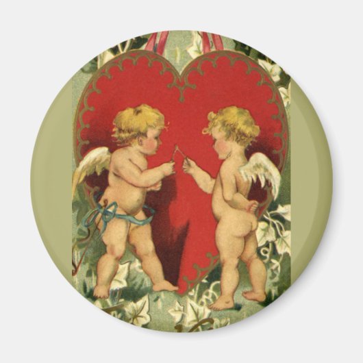 Vintager Valentinstag, Cherubs machen einen Wunsch Magnet (Vorne)