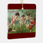 Vintager Valentinstag Cherubs mit Liebe Herz Keramikornament (Rechts)