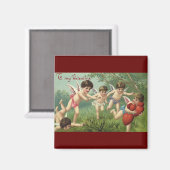 Vintager Valentinstag Cherubs mit Liebe Herz Magnet (Vorderseite/Rückseite)