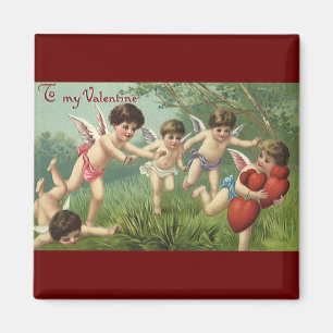 Vintager Valentinstag Cherubs mit Liebe Herz Magnet