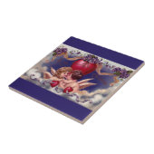 Vintager Valentinstag, Cherubs umarmen in Wolken Fliese (Seite)