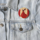 Vintager Valentinstag, Dancing Lady Red Hearts Button (Beispiel)