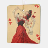Vintager Valentinstag, Dancing Lady Red Hearts Keramikornament (Links)